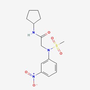 molecular formula C14H19N3O5S B5705226 N~1~-cyclopentyl-N~2~-(methylsulfonyl)-N~2~-(3-nitrophenyl)glycinamide 
