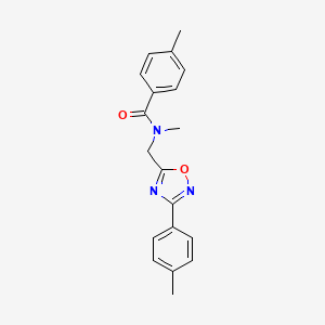 molecular formula C19H19N3O2 B5705282 N,4-dimethyl-N-{[3-(4-methylphenyl)-1,2,4-oxadiazol-5-yl]methyl}benzamide 