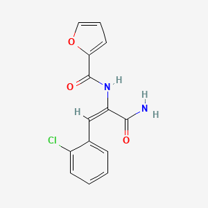 molecular formula C14H11ClN2O3 B5705291 N-[1-(aminocarbonyl)-2-(2-chlorophenyl)vinyl]-2-furamide 