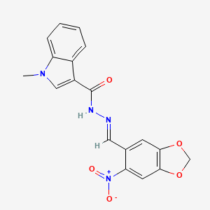 molecular formula C18H14N4O5 B5705361 1-methyl-N'-[(6-nitro-1,3-benzodioxol-5-yl)methylene]-1H-indole-3-carbohydrazide 