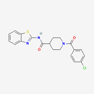 molecular formula C20H18ClN3O2S B5705478 N-1,3-benzothiazol-2-yl-1-(4-chlorobenzoyl)-4-piperidinecarboxamide 