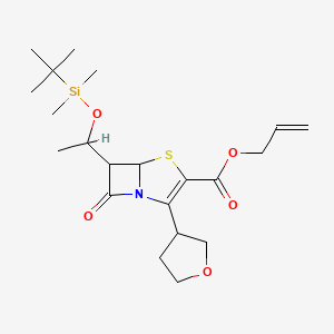 molecular formula C21H33NO5SSi B570561 Prop-2-enyl 6-[1-[tert-butyl(dimethyl)silyl]oxyethyl]-7-oxo-2-(oxolan-3-yl)-4-thia-1-azabicyclo[3.2.0]hept-2-ene-3-carboxylate CAS No. 120705-71-7