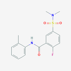 molecular formula C16H17FN2O3S B5705647 5-[(dimethylamino)sulfonyl]-2-fluoro-N-(2-methylphenyl)benzamide 