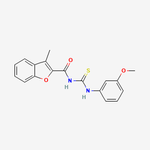 molecular formula C18H16N2O3S B5705794 N-{[(3-methoxyphenyl)amino]carbonothioyl}-3-methyl-1-benzofuran-2-carboxamide 