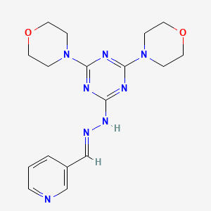 molecular formula C17H22N8O2 B5705853 nicotinaldehyde (4,6-di-4-morpholinyl-1,3,5-triazin-2-yl)hydrazone 