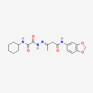 molecular formula C19H24N4O5 B5705938 N-1,3-benzodioxol-5-yl-3-{[(cyclohexylamino)(oxo)acetyl]hydrazono}butanamide 