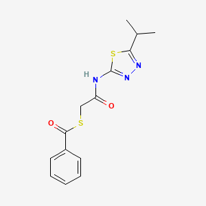 molecular formula C14H15N3O2S2 B5705960 S-{2-[(5-isopropyl-1,3,4-thiadiazol-2-yl)amino]-2-oxoethyl} benzenecarbothioate 
