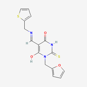 molecular formula C15H13N3O3S2 B5706159 1-(2-furylmethyl)-5-{[(2-thienylmethyl)amino]methylene}-2-thioxodihydro-4,6(1H,5H)-pyrimidinedione 