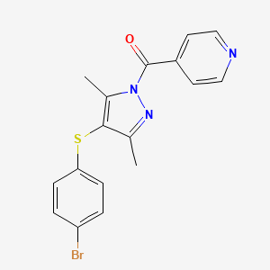 molecular formula C17H14BrN3OS B5706285 4-({4-[(4-bromophenyl)thio]-3,5-dimethyl-1H-pyrazol-1-yl}carbonyl)pyridine 