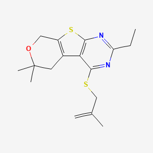 molecular formula C17H22N2OS2 B5706471 2-ethyl-6,6-dimethyl-4-[(2-methyl-2-propen-1-yl)thio]-5,8-dihydro-6H-pyrano[4',3':4,5]thieno[2,3-d]pyrimidine 