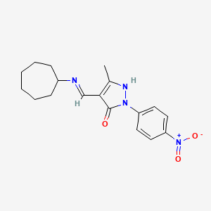 molecular formula C18H22N4O3 B5706600 4-[(cycloheptylamino)methylene]-5-methyl-2-(4-nitrophenyl)-2,4-dihydro-3H-pyrazol-3-one 