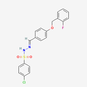 molecular formula C20H16ClFN2O3S B5706692 4-chloro-N'-{4-[(2-fluorobenzyl)oxy]benzylidene}benzenesulfonohydrazide 