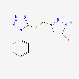 molecular formula C11H10N6OS B5706786 5-{[(1-phenyl-1H-tetrazol-5-yl)thio]methyl}-2,4-dihydro-3H-pyrazol-3-one 