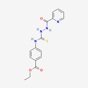 molecular formula C16H16N4O3S B5706842 ethyl 4-({[2-(2-pyridinylcarbonyl)hydrazino]carbonothioyl}amino)benzoate 