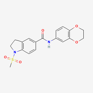 molecular formula C18H18N2O5S B5706905 N-(2,3-dihydro-1,4-benzodioxin-6-yl)-1-(methylsulfonyl)-5-indolinecarboxamide 