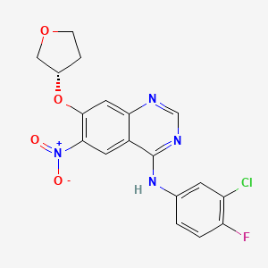 molecular formula C18H14ClFN4O4 B570700 (S)-N-(3-Chloro-4-fluorophenyl)-6-nitro-7-((tetrahydrofuran-3-yl)oxy)quinazolin-4-amine CAS No. 314771-88-5