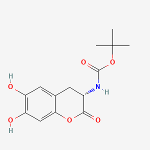 molecular formula C14H17NO6 B570702 (S)-6,7-Dihydroxy-2-oxo-3-chromancarbamic Acid tert-Butyl Ester CAS No. 30033-27-3
