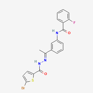 molecular formula C20H15BrFN3O2S B5707100 N-(3-{N-[(5-bromo-2-thienyl)carbonyl]ethanehydrazonoyl}phenyl)-2-fluorobenzamide 