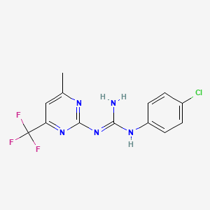 molecular formula C13H11ClF3N5 B5707223 N-(4-chlorophenyl)-N'-[4-methyl-6-(trifluoromethyl)-2-pyrimidinyl]guanidine 