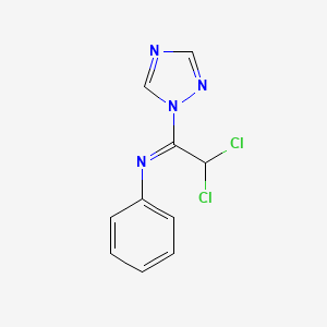 molecular formula C10H8Cl2N4 B5707400 N-[2,2-dichloro-1-(1H-1,2,4-triazol-1-yl)ethylidene]aniline 