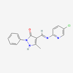 molecular formula C16H13ClN4O B5707409 4-{[(5-chloro-2-pyridinyl)amino]methylene}-5-methyl-2-phenyl-2,4-dihydro-3H-pyrazol-3-one 