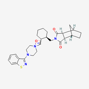 molecular formula C28H36N4O3S B570752 (1S,2R,6S,7R)-4-[[(1R,2R)-2-[[4-(1,2-苯并噻唑-3-基)-1-氧化哌嗪-1-鎓-1-基]甲基]环己基]甲基]-4-氮杂三环[5.2.1.02,6]癸烷-3,5-二酮 CAS No. 1574569-32-6