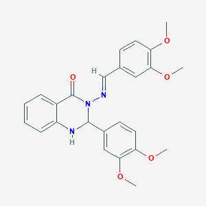 molecular formula C25H25N3O5 B5707759 3-[(3,4-dimethoxybenzylidene)amino]-2-(3,4-dimethoxyphenyl)-2,3-dihydro-4(1H)-quinazolinone 