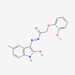 molecular formula C18H17N3O4 B5707807 2-(2-methoxyphenoxy)-N'-(5-methyl-2-oxo-1,2-dihydro-3H-indol-3-ylidene)acetohydrazide 