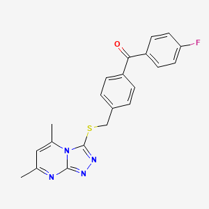 molecular formula C21H17FN4OS B5708100 (4-{[(5,7-dimethyl[1,2,4]triazolo[4,3-a]pyrimidin-3-yl)thio]methyl}phenyl)(4-fluorophenyl)methanone 