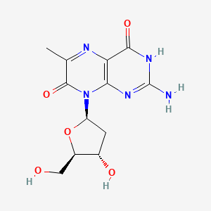 molecular formula C12H15N5O5 B570825 6-Methyl-8-(2-deoxy-b-D-ribofuranosyl)isoxanthopterin CAS No. 113051-62-0