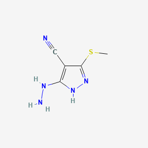 molecular formula C5H7N5S B570830 5-hydrazinyl-3-methylsulfanyl-1H-pyrazole-4-carbonitrile CAS No. 117736-57-9