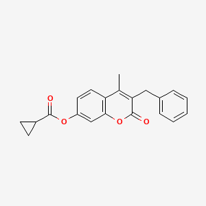 molecular formula C21H18O4 B5708392 3-benzyl-4-methyl-2-oxo-2H-chromen-7-yl cyclopropanecarboxylate 