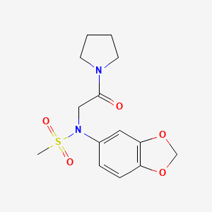 N-1,3-benzodioxol-5-yl-N-[2-oxo-2-(1-pyrrolidinyl)ethyl]methanesulfonamide