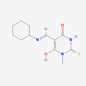 molecular formula C12H17N3O2S B5708658 5-[(cyclohexylamino)methylene]-1-methyl-2-thioxodihydro-4,6(1H,5H)-pyrimidinedione 