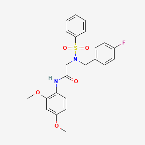 molecular formula C23H23FN2O5S B5708661 N~1~-(2,4-dimethoxyphenyl)-N~2~-(4-fluorobenzyl)-N~2~-(phenylsulfonyl)glycinamide 