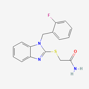 molecular formula C16H14FN3OS B5708754 2-{[1-(2-fluorobenzyl)-1H-benzimidazol-2-yl]thio}acetamide 