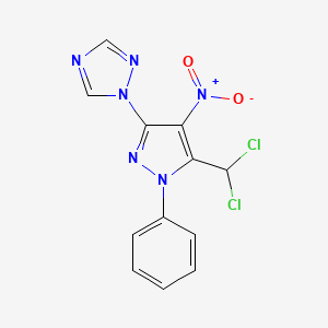 molecular formula C12H8Cl2N6O2 B5708772 1-[5-(dichloromethyl)-4-nitro-1-phenyl-1H-pyrazol-3-yl]-1H-1,2,4-triazole 