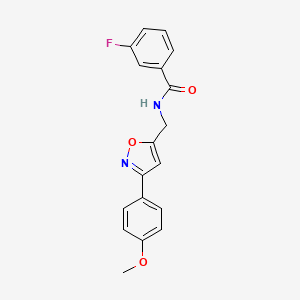 molecular formula C18H15FN2O3 B5709018 3-fluoro-N-{[3-(4-methoxyphenyl)isoxazol-5-yl]methyl}benzamide 