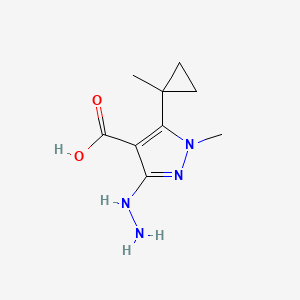 molecular formula C9H14N4O2 B570932 3-Hydrazinyl-1-methyl-5-(1-methylcyclopropyl)-1H-pyrazole-4-carboxylic acid CAS No. 117209-14-0