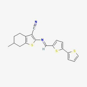 molecular formula C19H16N2S3 B5709536 2-[(2,2'-bithien-5-ylmethylene)amino]-6-methyl-4,5,6,7-tetrahydro-1-benzothiophene-3-carbonitrile 