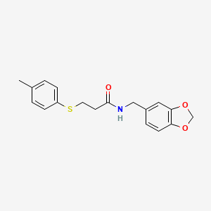 molecular formula C18H19NO3S B5709559 N-(1,3-benzodioxol-5-ylmethyl)-3-[(4-methylphenyl)thio]propanamide 