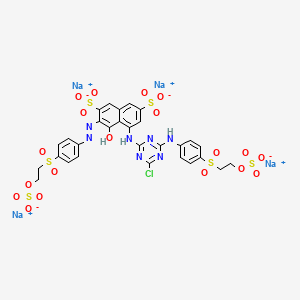 molecular formula C29H22ClN7Na4O19S6 B570986 2,7-Naphthalenedisulfonic acid, 5-[[4-chloro-6-[[4-[[2-(sulfooxy)ethyl]sulfonyl]phenyl]amino]-1,3,5-triazin-2-yl]amino]-4-hydroxy-3-[[4-[[2-(sulfooxy)ethyl]sulfonyl]phenyl]azo]-, tetrasodium salt CAS No. 111211-40-6
