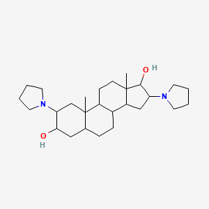 molecular formula C27H46N2O2 B570993 10,13-Dimethyl-2,16-dipyrrolidin-1-yl-2,3,4,5,6,7,8,9,11,12,14,15,16,17-tetradecahydro-1H-cyclopenta[a]phenanthrene-3,17-diol CAS No. 144209-33-6