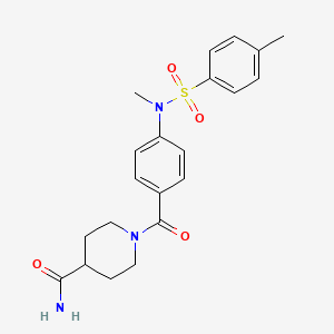 molecular formula C21H25N3O4S B5709971 1-(4-{methyl[(4-methylphenyl)sulfonyl]amino}benzoyl)-4-piperidinecarboxamide 