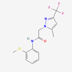 molecular formula C14H14F3N3OS B5710283 N-[2-(methylthio)phenyl]-2-[5-methyl-3-(trifluoromethyl)-1H-pyrazol-1-yl]acetamide 