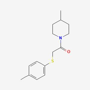 molecular formula C15H21NOS B5710417 4-methyl-1-{[(4-methylphenyl)thio]acetyl}piperidine 