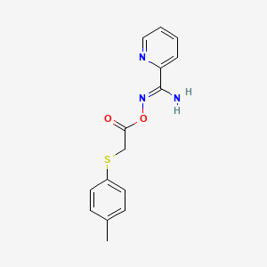 molecular formula C15H15N3O2S B5710424 N'-({2-[(4-methylphenyl)thio]acetyl}oxy)-2-pyridinecarboximidamide 