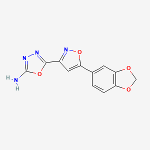 molecular formula C12H8N4O4 B5710484 5-[5-(1,3-benzodioxol-5-yl)-3-isoxazolyl]-1,3,4-oxadiazol-2-amine 