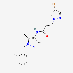 molecular formula C19H22BrN5O B5710632 3-(4-bromo-1H-pyrazol-1-yl)-N-[3,5-dimethyl-1-(2-methylbenzyl)-1H-pyrazol-4-yl]propanamide 