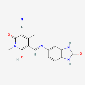 molecular formula C16H13N5O3 B5710775 1,4-dimethyl-2,6-dioxo-5-{[(2-oxo-2,3-dihydro-1H-benzimidazol-5-yl)amino]methylene}-1,2,5,6-tetrahydro-3-pyridinecarbonitrile 